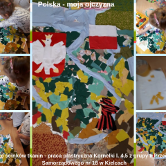 Listopad - Polska – wykonanie pracy z wykorzystaniem techniki kolażu z różnych ścinków materiałów